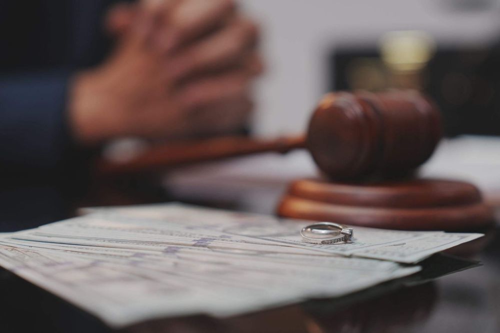 Wooden judge's gavel on a table