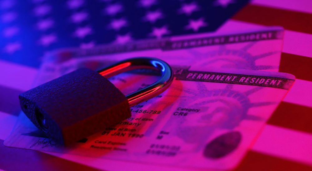 Marriage-And-Adjustment-Of-Status image representing becoming a permanent resident with a lock on top to represent it permanency after marriage