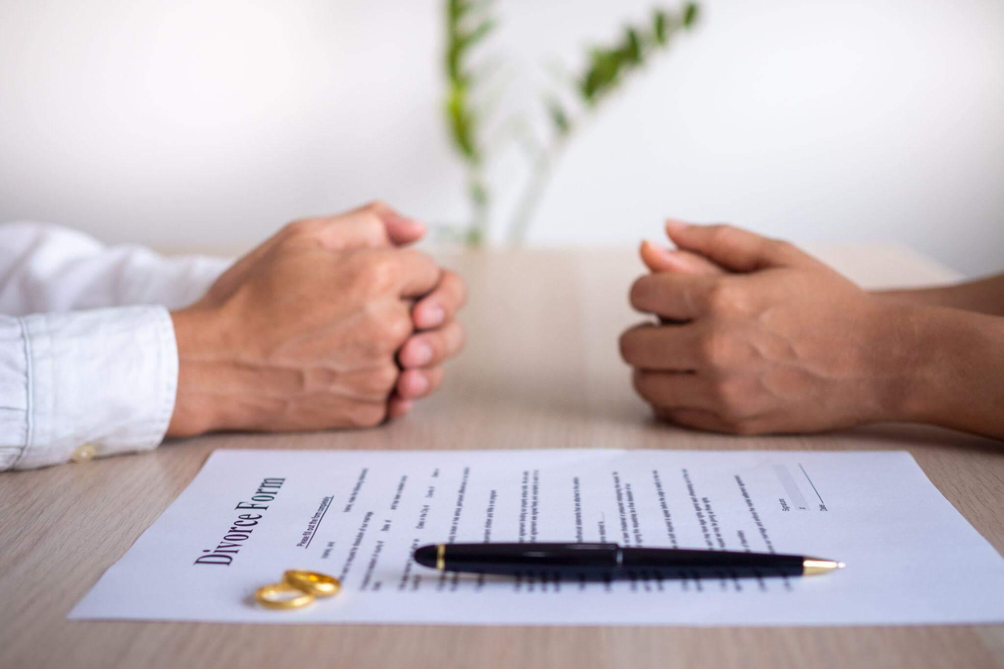 Couple reviewing divorce documents in Virginia